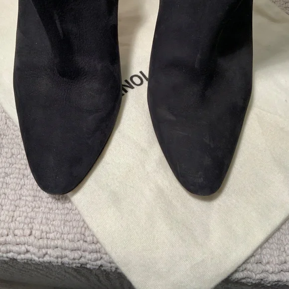 Manolo Blahnik Black Suede Bootie - Picture 2 of 6